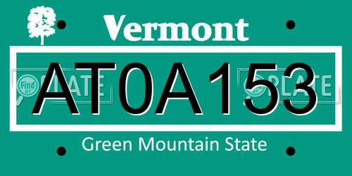 AT0A153 Vermont License Plate