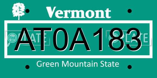 AT0A183 Vermont License Plate