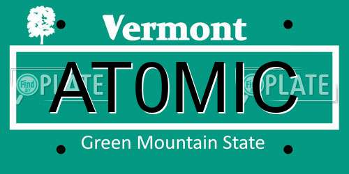 AT0MIC Vermont License Plate