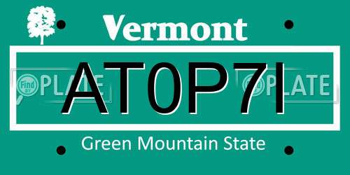 AT0P7I Vermont License Plate