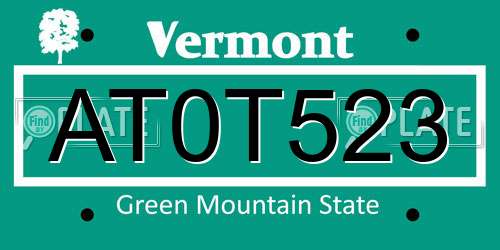 AT0T523 Vermont License Plate