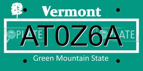 AT0Z6A Vermont License Plate