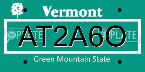 AT2A6O Vermont License Plate