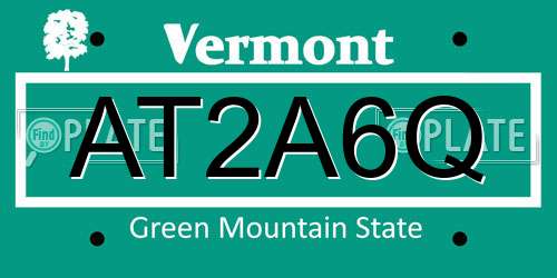 AT2A6Q Vermont License Plate