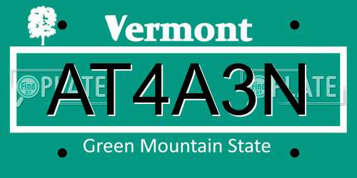 AT4A3N Vermont License Plate