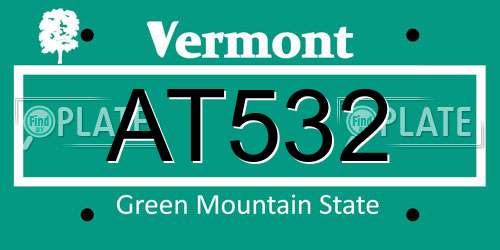 AT532 Vermont License Plate