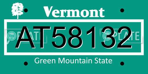 AT58132 Vermont License Plate