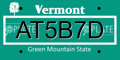 AT5B7D Vermont License Plate