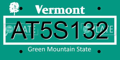 AT5S132 Vermont License Plate