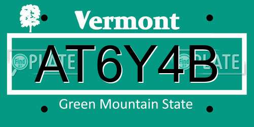 AT6Y4B Vermont License Plate