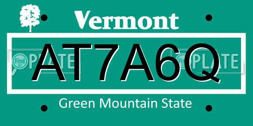 AT7A6Q Vermont License Plate