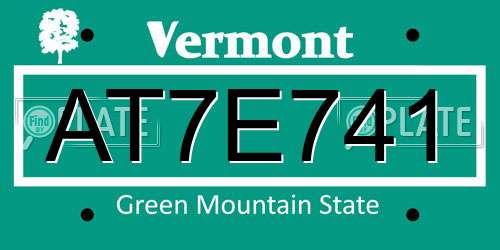 AT7E741 Vermont License Plate
