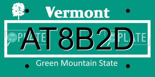 AT8B2D Vermont License Plate