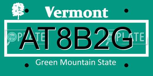 AT8B2G Vermont License Plate