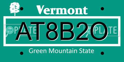 AT8B2O Vermont License Plate
