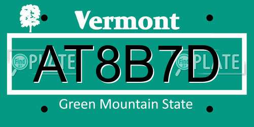 AT8B7D Vermont License Plate
