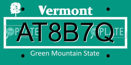 AT8B7Q Vermont License Plate