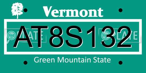 AT8S132 Vermont License Plate
