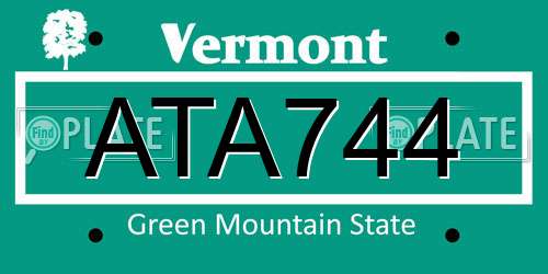 ATA744 Vermont License Plate