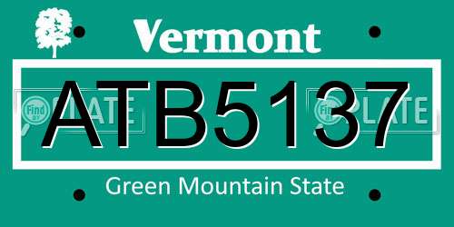 ATB5137 Vermont License Plate