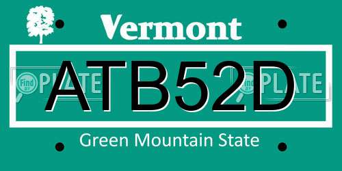 ATB52D Vermont License Plate