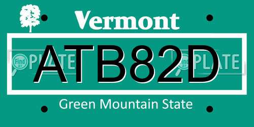 ATB82D Vermont License Plate