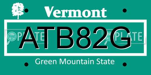 ATB82G Vermont License Plate
