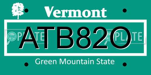 ATB82O Vermont License Plate
