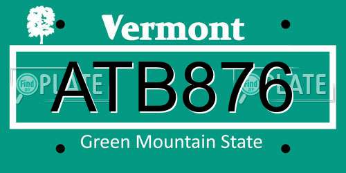 ATB876 Vermont License Plate