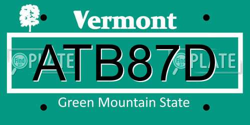 ATB87D Vermont License Plate