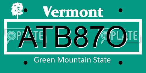 ATB87O Vermont License Plate