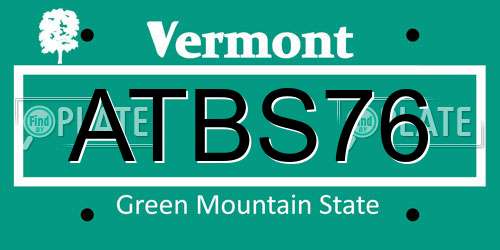 ATBS76 Vermont License Plate