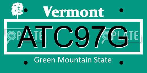 ATC97G Vermont License Plate