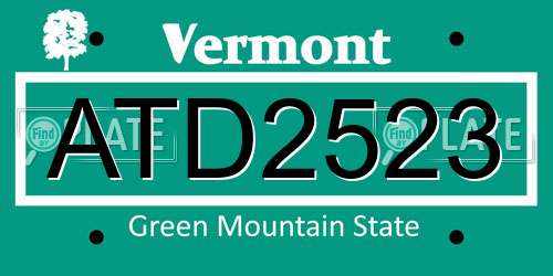 ATD2523 Vermont License Plate
