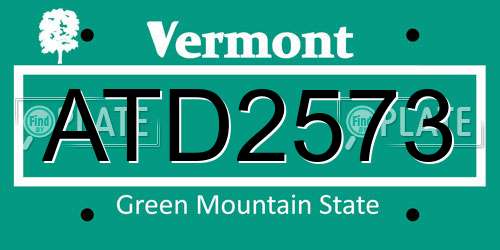 ATD2573 Vermont License Plate