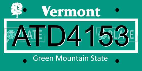 ATD4153 Vermont License Plate