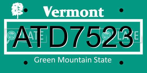 ATD7523 Vermont License Plate