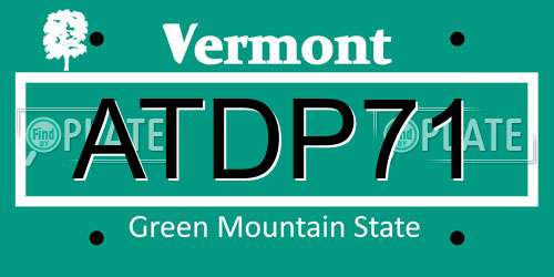 ATDP71 Vermont License Plate