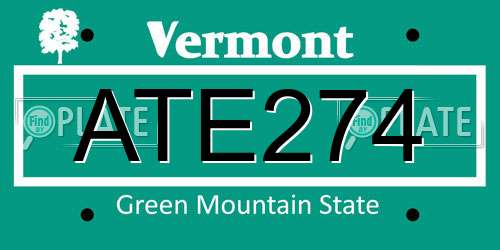 ATE274 Vermont License Plate