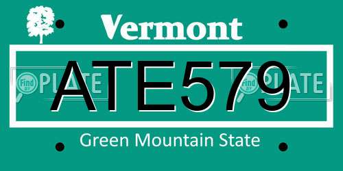 ATE579 Vermont License Plate