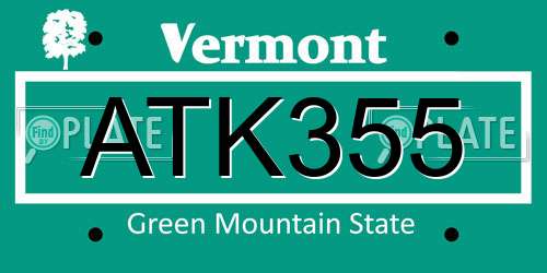 ATK355 Vermont License Plate