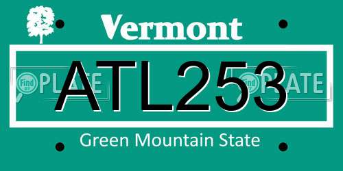 ATL253 Vermont License Plate