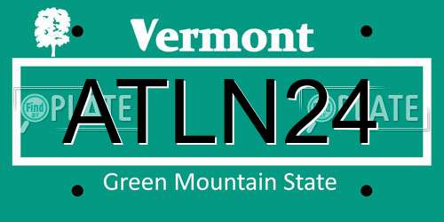 ATLN24 Vermont License Plate