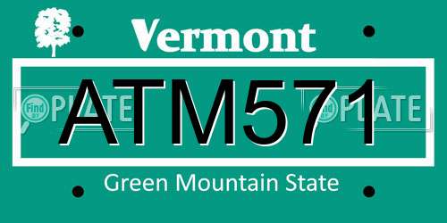 ATM571 Vermont License Plate