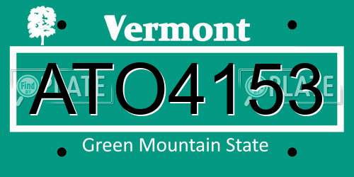 ATO4153 Vermont License Plate