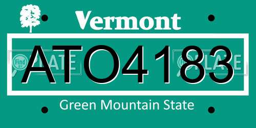 ATO4183 Vermont License Plate