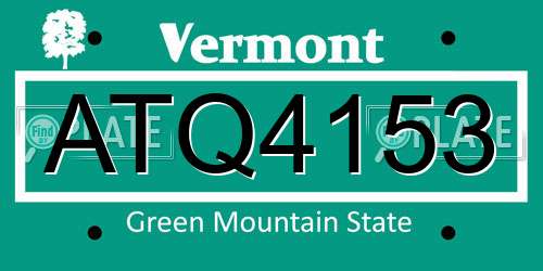ATQ4153 Vermont License Plate