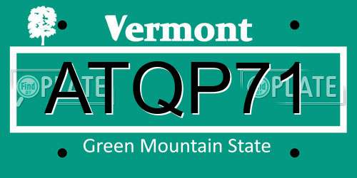 ATQP71 Vermont License Plate