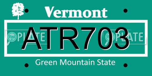 ATR703 Vermont License Plate