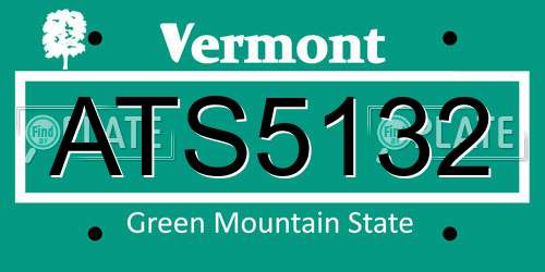 ATS5132 Vermont License Plate